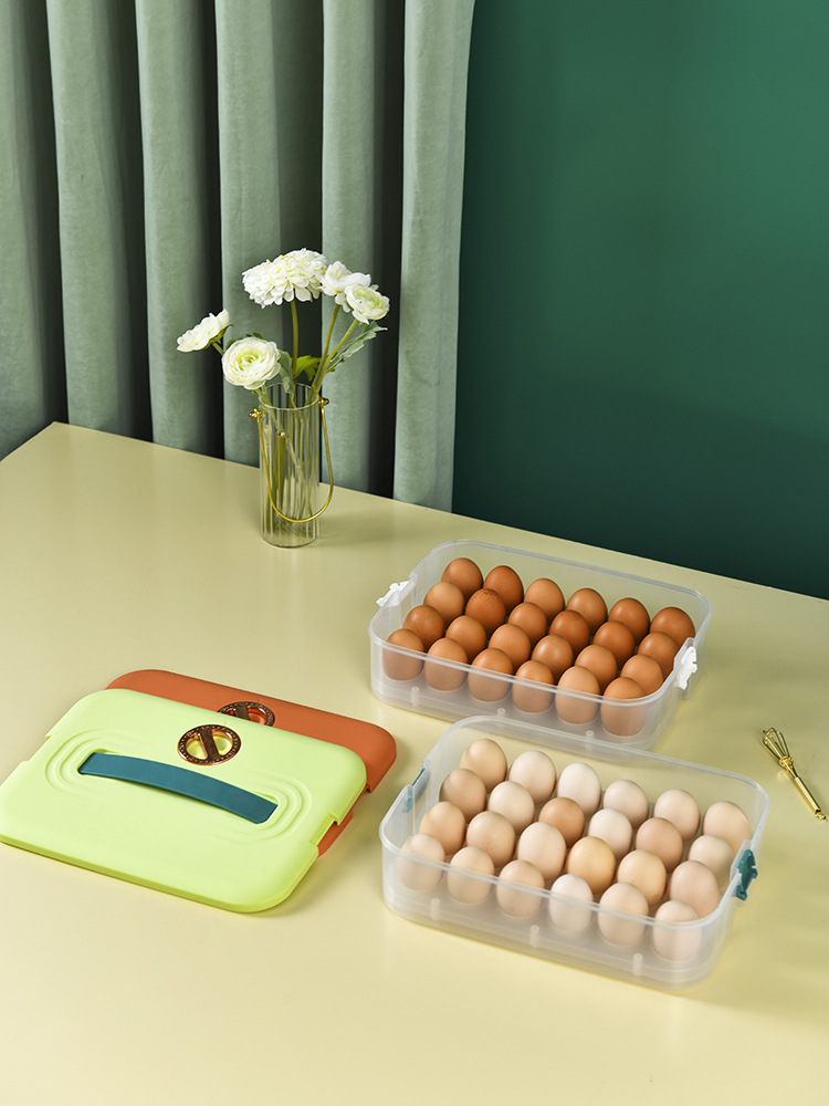 Portable household refrigerator egg box, 24 pieces, duck egg preservation box, multi-functional plastic storage box with snap-on details Picture