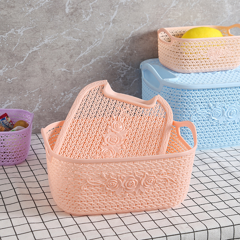 Household storage: kitchen washing basket, bathroom dirty clothes storage basket, desktop snack and toy organization, hollowed-out storage basket Specification image