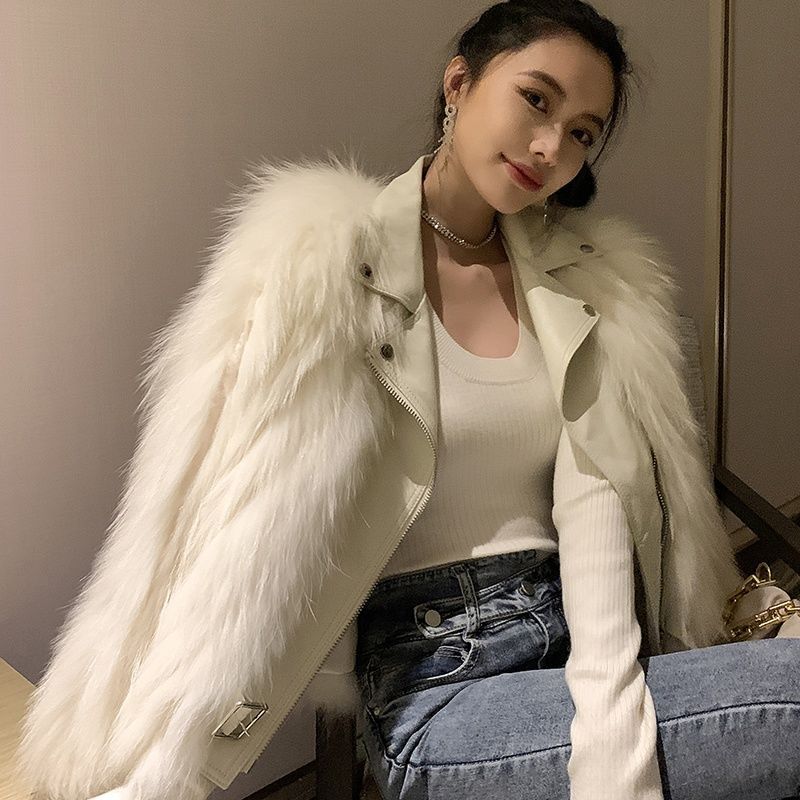 Fox-like fur coat for women short 2021 new autumn/winter 貉子 fur motorcycle coat young style fashionable Specification image