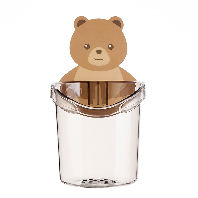 Little Bear Hug storage cup, bathroom wall-mounted storage rack without drilling, comb storage box, toothpaste and toothbrush storage rack Item Picture
