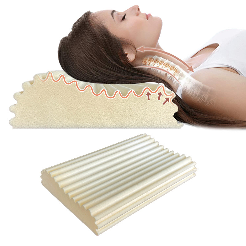 Amazon high-quality sponge card slot long strip shaped groove high-density cut cotton pillow arc-shaped wave pillow full figure