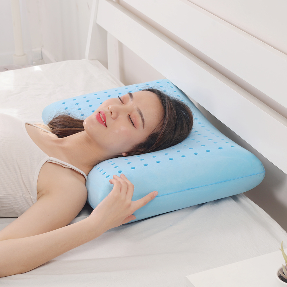 Cross-border rectangular home sleep gel pillow, memory pillow, cervical spine protection pillow, slow rebound adult blue memory pillow Specification image