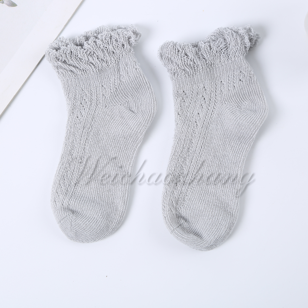 Baby socks, thin and breathable for spring and autumn, children, babies, infants and girls, elastic and non-constricting, mesh and ruffled edge socks details Picture