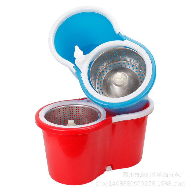 B38 factory direct sales Good God Mop bucket, rotating mop bucket, 8-shaped bucket, rotating mop, steel mesh plastic mesh mop bucket Item Picture