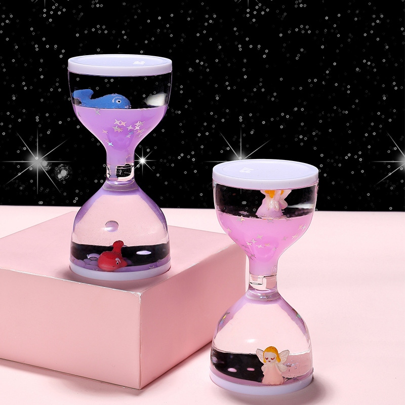 Creative large cup oil and liquid dripping hourglass cartoon home decoration ornament, student stress-relieving birthday gift h full figure