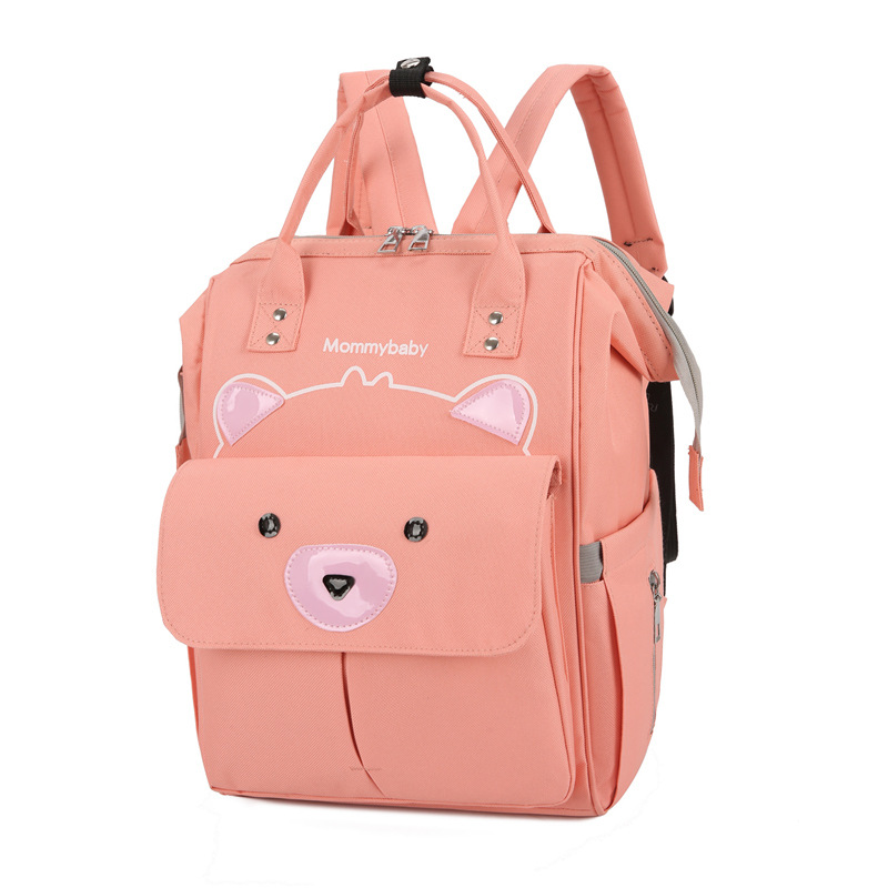 Baigou Factory's Mommy Bag, Bear style, double-shoulder mother and baby bag wholesale, waterproof, large-capacity baby bottle, diaper bag, Mommy Bag Item Picture