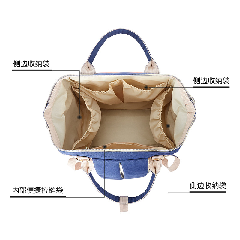 Factory-customized baby and mother bags, waterproof large-capacity baby bottles, diapers, mother bags for new mothers, double-shoulder hand-carry mother bags for travel Specification image