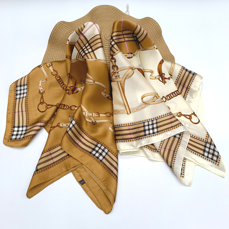 New Babag printed silk scarves, Spring and autumn faux silk scarves, chain neckerchiefs, scarves, in stock for export
