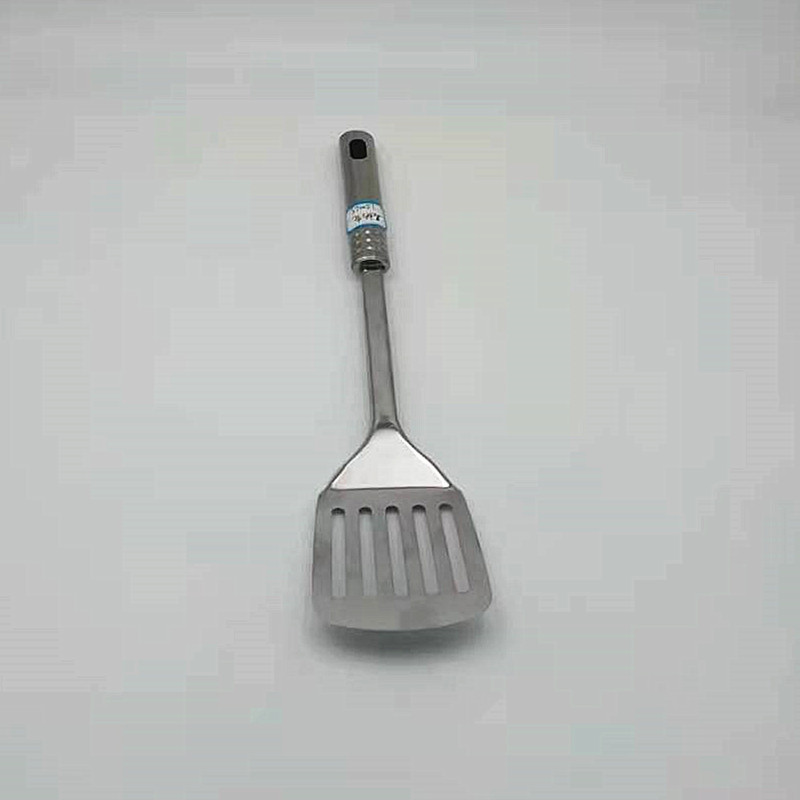 Best-selling stainless steel kitchenware: thickened heat-insulating and scald resistant frying spatula, flat spatula for stir-frying, flat-bottomed spatula for pancakes, and steak spatula Specification image