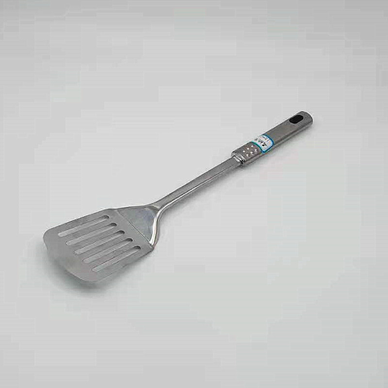 Best-selling stainless steel kitchenware: thickened heat-insulating and scald resistant frying spatula, flat spatula for stir-frying, flat-bottomed spatula for pancakes, and steak spatula details Picture