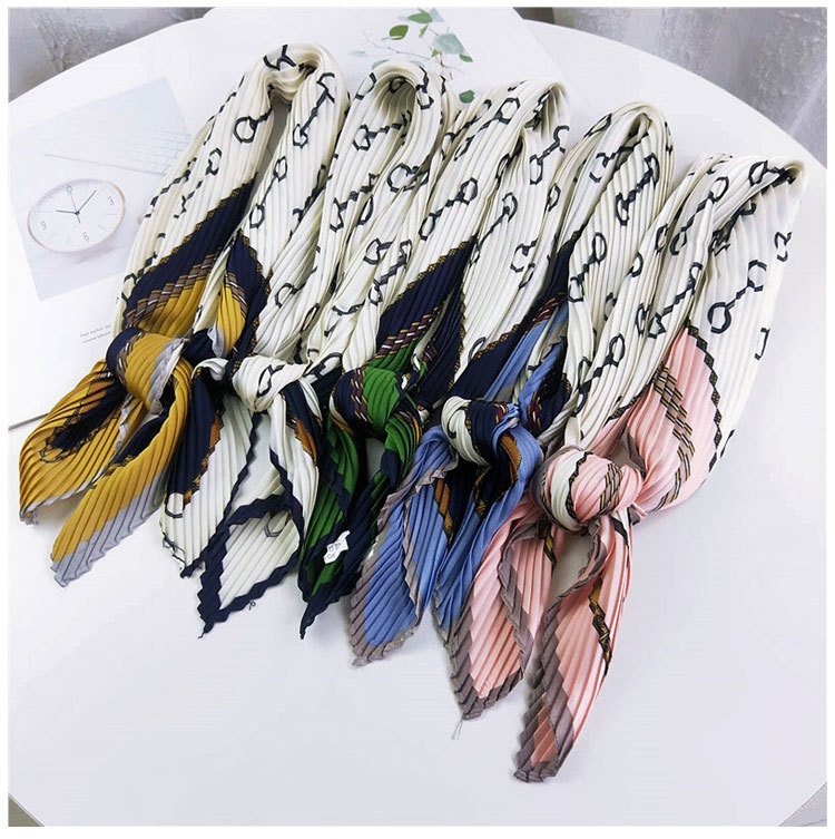 70 Korean Version Pleated Small Square Scarf Female Korean Literary Decorative Small Scarf Professional Scarf Pressed Crepe Silk Scarf Http details Picture