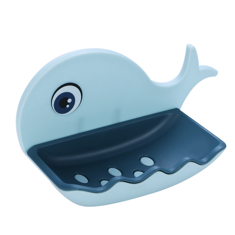 Little Whale Soap Box Bathroom Creative double-layer draining soap box hanging and storage dual-purpose non-perforating soap rack Item Picture