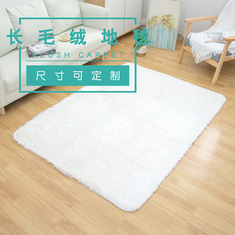 跨境厂家批发加厚水洗长丝毛pv绒点塑底客厅现代简约ins地毯地垫
