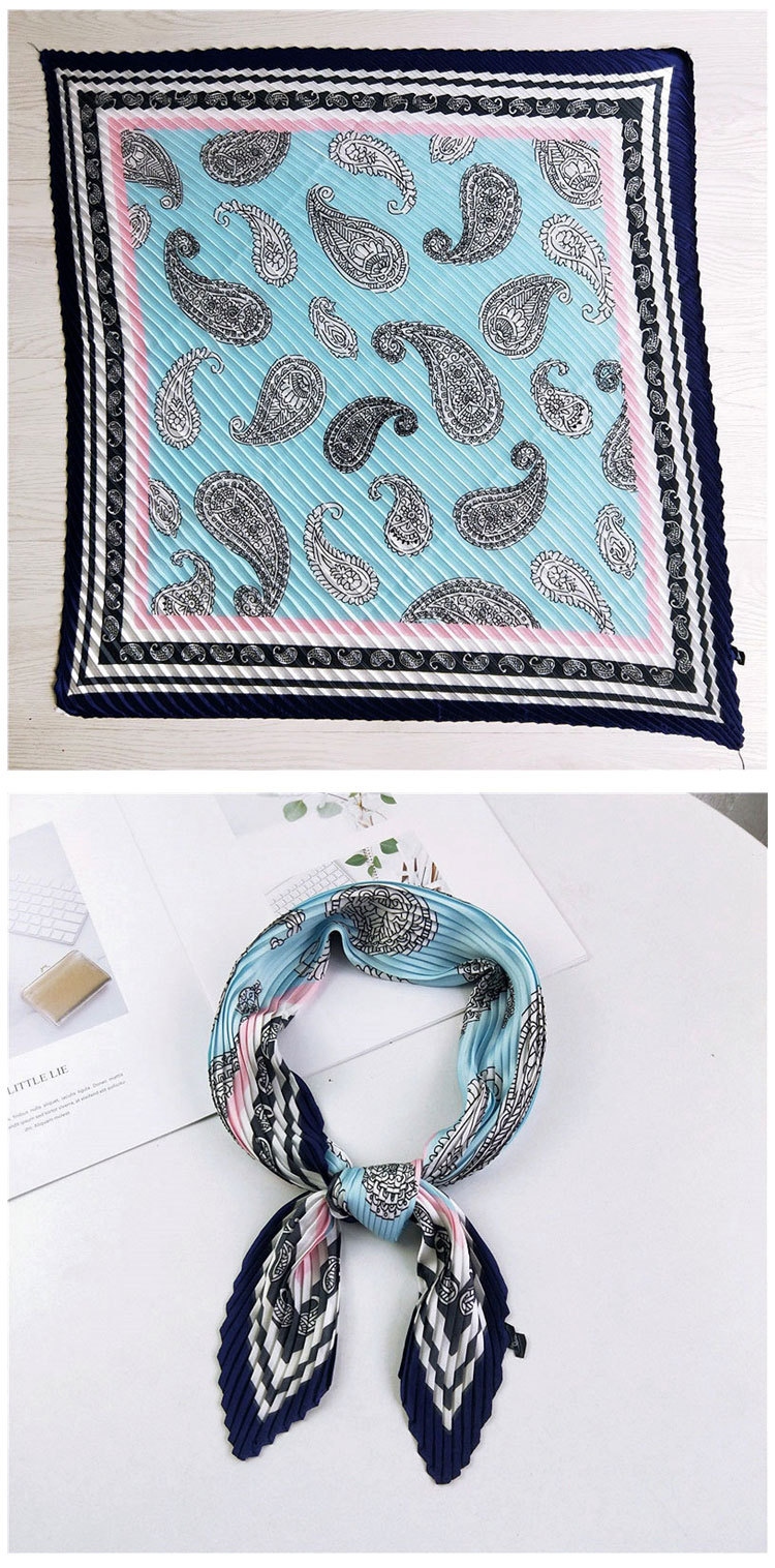 70 Korean Version Pleated Small Square Scarf Female Korean Literary Decorative Small Scarf Professional Scarf Pressed Crepe Silk Scarf Http Application Scenario