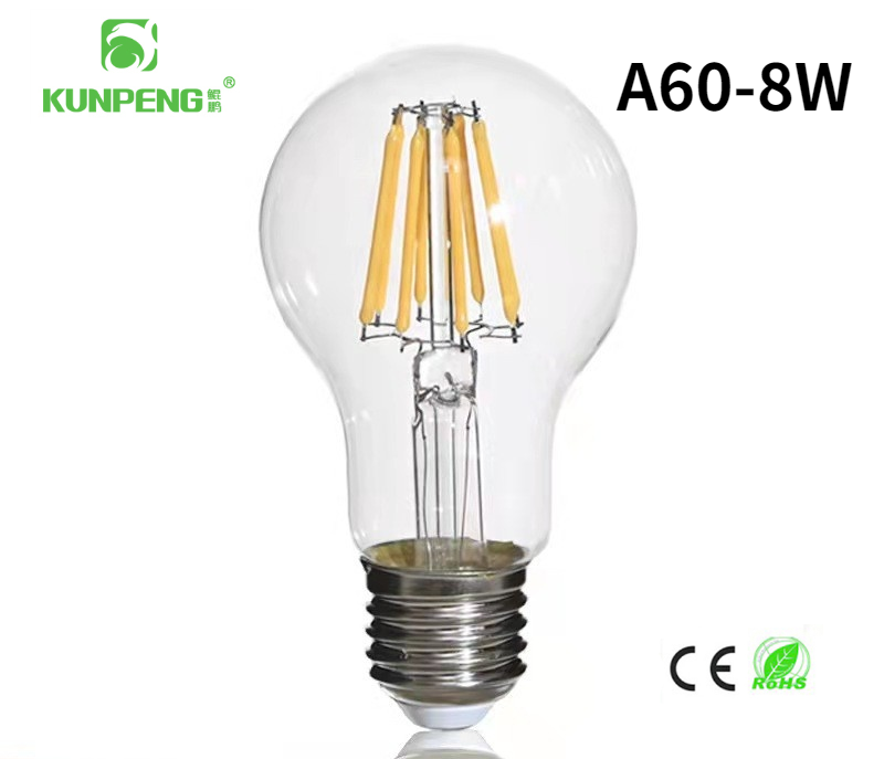 A60 الرجعية اديسون المصباح مصابيح الدايود المبتعث للضوء LED الخيوط الثراء 4W6W8W LuoKou E27 Specification image