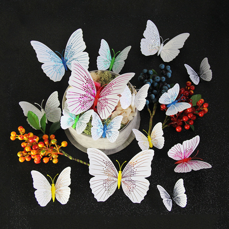 Three-dimensional gilded butterfly magnet, butterfly fridge magnet, PVC creative decoration, 3d three-dimensional butterfly craft, direct supply from the manufacturer