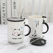 3D animal cartoon Panda mug creative mug with spoon on top lovers breakfast coffee mug gift