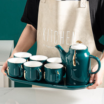 Nordic simple INS hand-painted gold ceramic cold kettle set household cold kettle cup afternoon tea cup gift