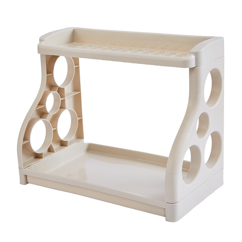 Kitchen storage rack, floor-standing two-layer space-saving storage rack, multi-functional seasoning and kitchen knife storage rack Item Picture