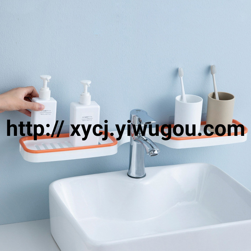 Bathroom countertop storage rack, shampoo and body wash storage rack, non-perforated corner bottle and can storage rack