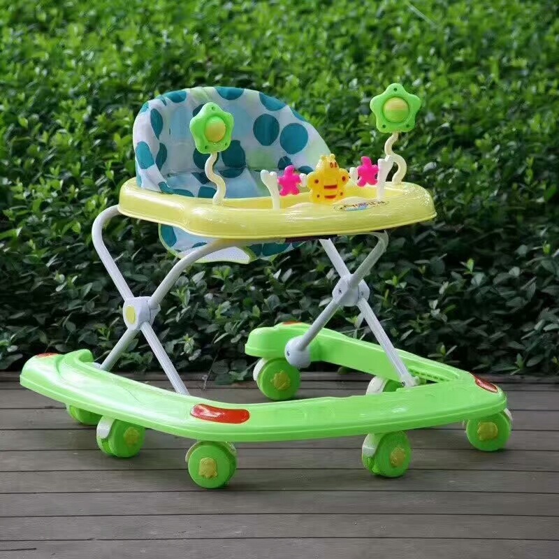 Multi-functional anti-rollover baby walker for infants and toddlers, suitable for 6-7 to 18 months, hand-pushed, sitting and folding, for boys and girls full figure