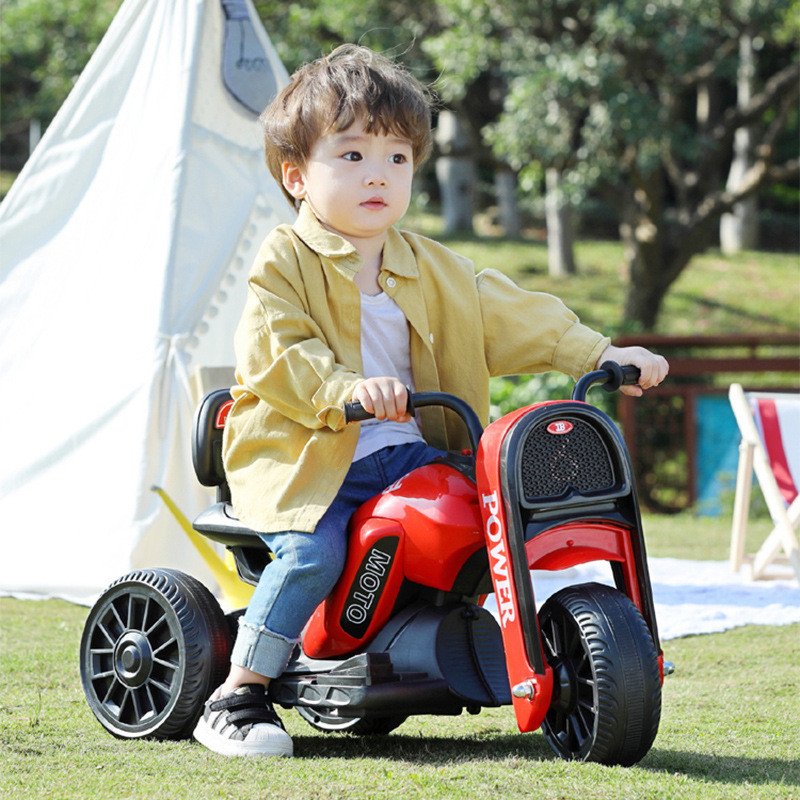 Children's electric motorcycles, boys and girls, babies, charging remote control tricycles, music, lights, toys, children's strollers, gifts details Picture
