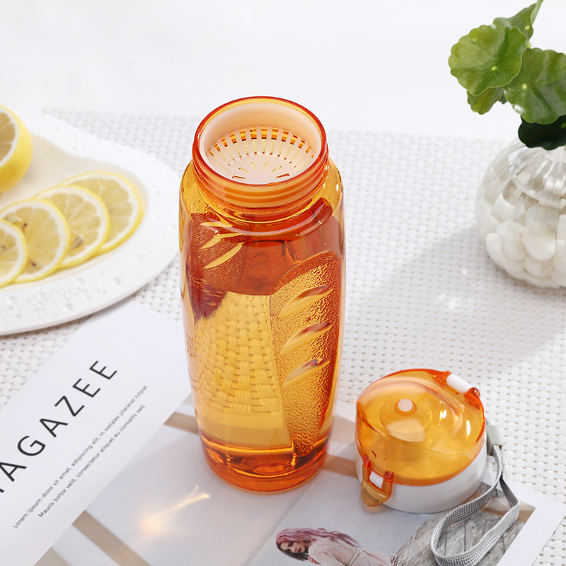 M5-143 New foreign trade portable cup, eco-friendly plastic water cup, pop-up lid sports water bottle, student portable leak-proof cup details Picture