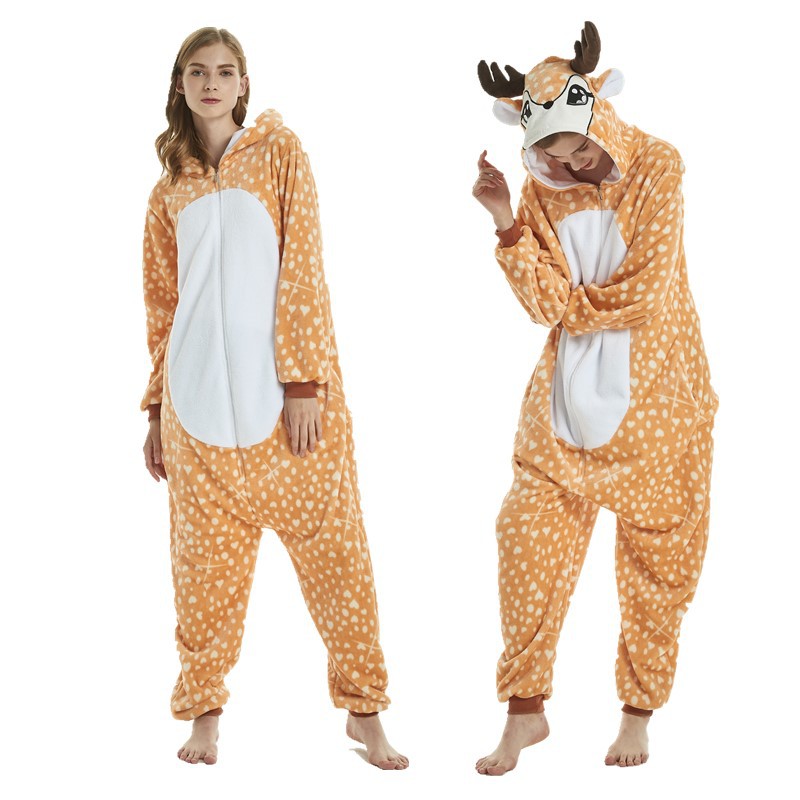 New Tenma Cartoon One-Piece Pajamas Flannel Pajamas Animal Pajamas Couple Pajamas Men And Women's Home Wear details Picture