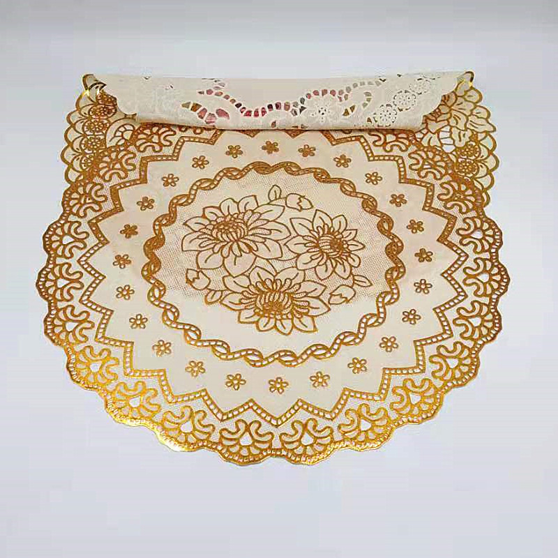 Best-selling exquisite gilding process waterproof and heat-insulating coffee table placemats, Western restaurant PVC coasters, plate placemats, tray and bowl placemats Item Picture