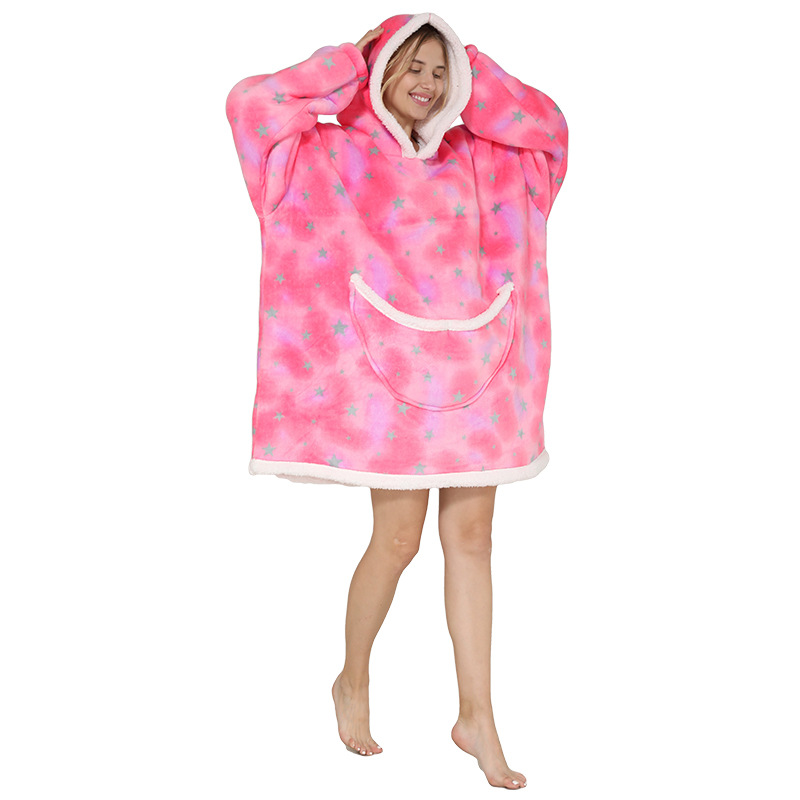 Lazy Blanket Compound Lamb Wool Pullover Flannel Hoodie Tv Tv Blanket Hooded Lazy Coat Outdoor Warm Pajamas Specification drawing