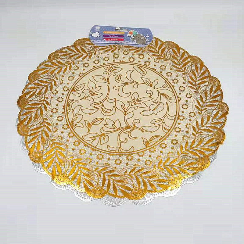 Best-selling exquisite gilding process waterproof and heat-insulating coffee table placemats, Western restaurant PVC coasters, plate placemats, tray and bowl placemats Application Scenario