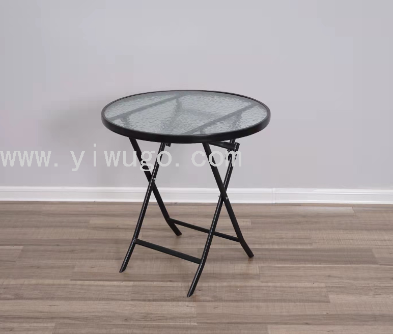 70cm folding glass table and chair toughened folding glass round table simple outdoor coffee and milk tea table