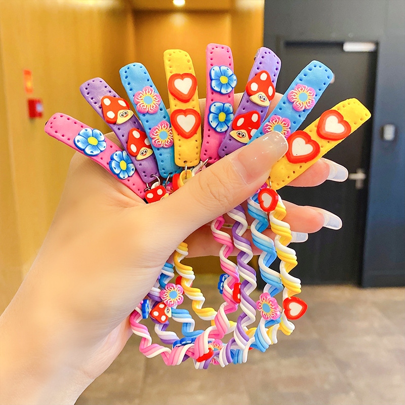 Children's small flower braided hair tie, dirty braid, curly hair tie, little girl candy-colored hair accessory, cute girls' hair accessory Specification drawing