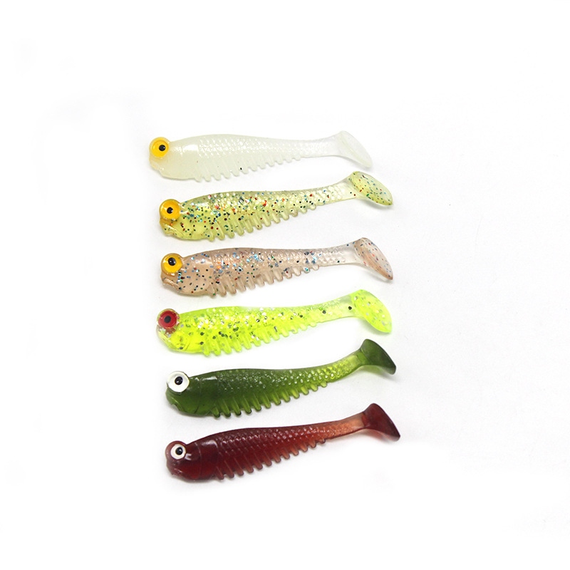 Lull soft bait 5cm1.3g glow-in-the-dark fish bait, simulated T-tail small fish bionic lull bait, soft artificial bait fishing gear details Picture
