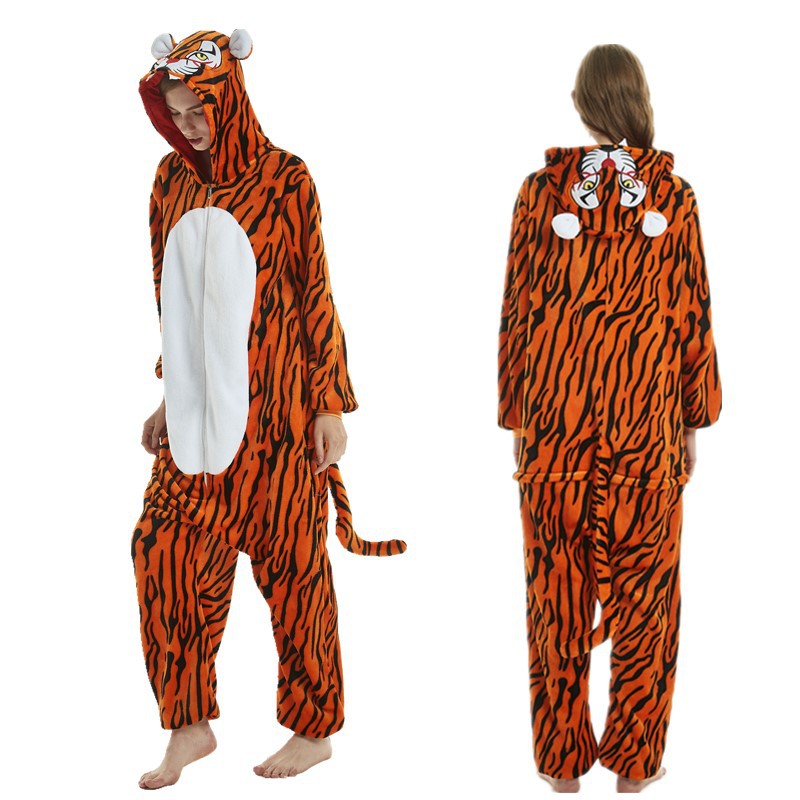 New Tenma Cartoon One-Piece Pajamas Flannel Pajamas Animal Pajamas Couple Pajamas Men And Women's Home Wear Specification drawing
