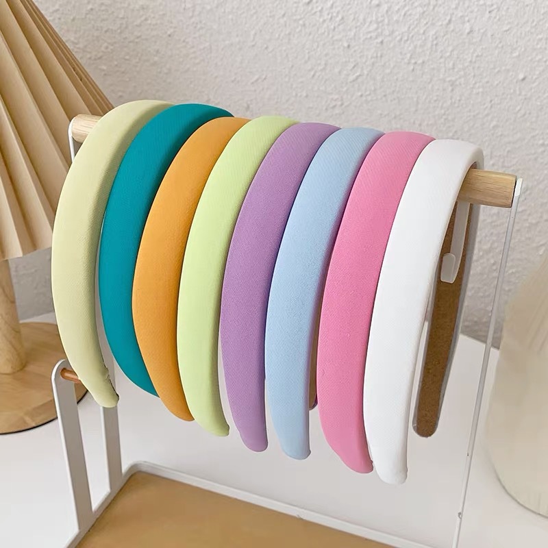 New sugar-colored sponge hairband that doesn't harm hair, Korean solid color, simple and elegant, wide-edge headband for adult girls to wash their faces and break their hair full figure