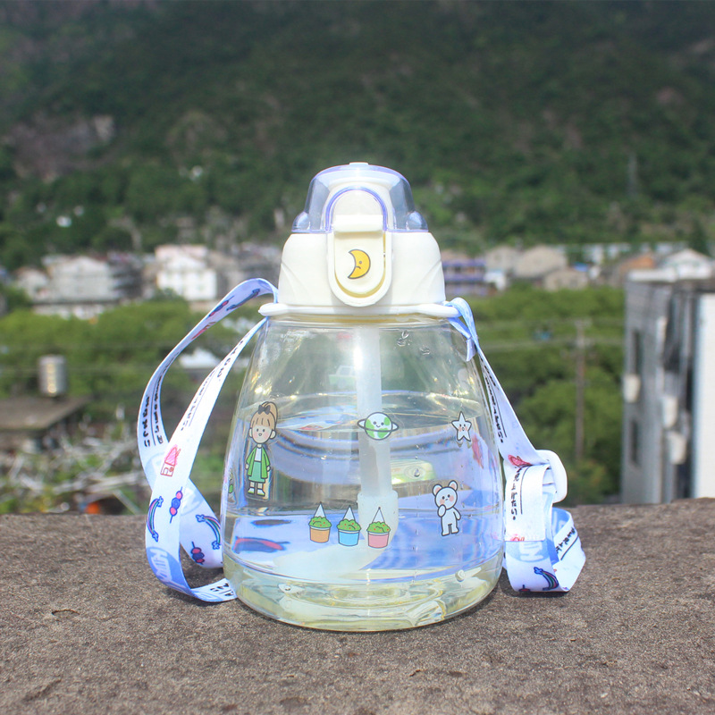 M5-190 1000ml big-belted cup, chubby cup with colorful strap, DIY sticker, cute and chubby student cup