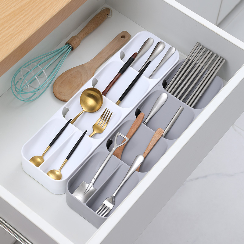 Partition tableware storage box, drawer organizer, storage box, knife, fork, chopsticks, spoon, kitchen shelf