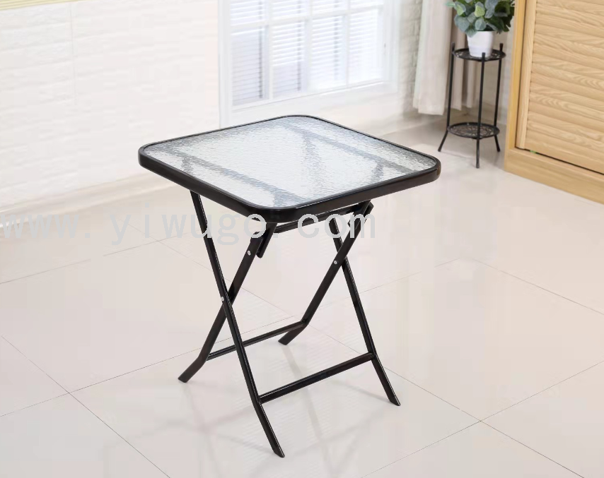 60cm folding glass table and chair toughened folding glass small four-square table simple outdoor coffee and milk tea table