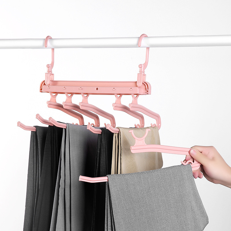 Folding multi-functional multi-layer trouser rack, trouser hanger, home magic trouser clip, wardrobe storage trouser hanging rack Specification image