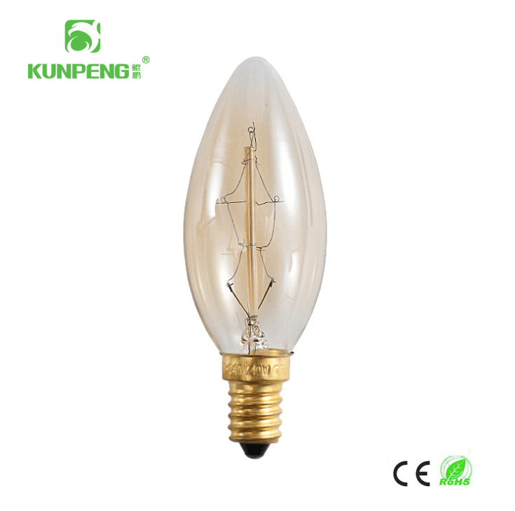 C35- Pointed-bulb wound filament Edison vintage tungsten filament Bulb E14 screw-top dimming glass Candle Bulb Specification image