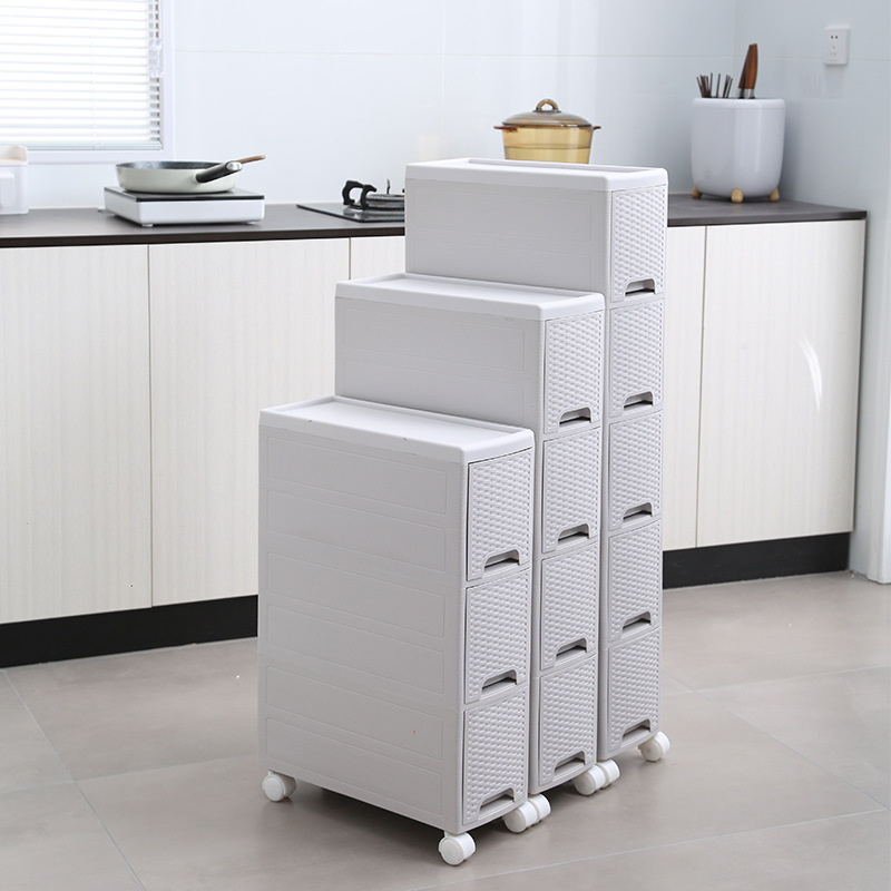 Slit storage cabinet, drawer-type bathroom plastic narrow slit kitchen shelf, 18cm refrigerator side organization storage cabinet Specification image