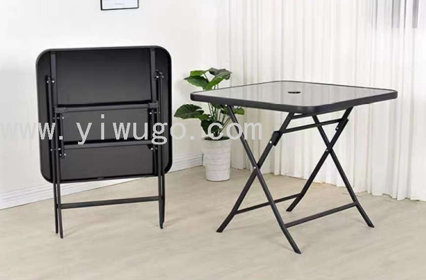 70cm folding glass table and chair toughened folding glass small four-square table simple outdoor coffee and milk tea table