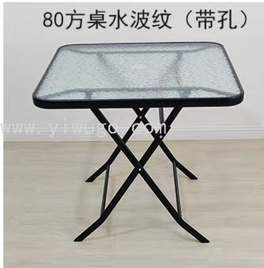 80cm folding glass table and chair toughened folding glass small four-square table simple outdoor coffee and milk tea table thumbnail