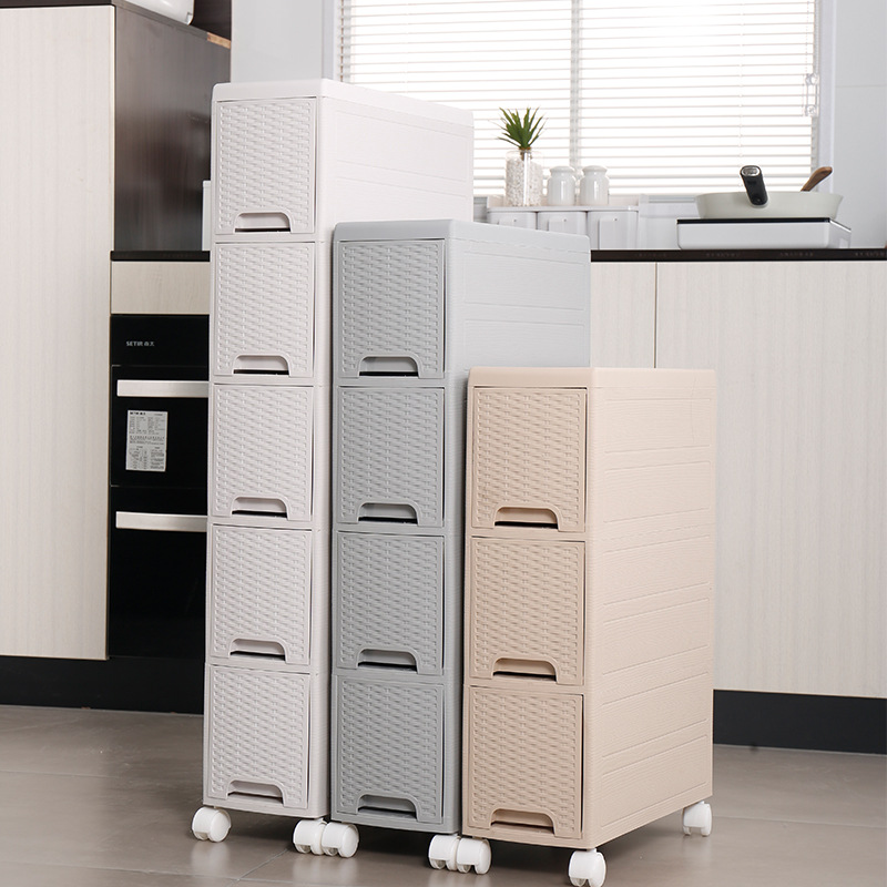 Slit storage cabinet, drawer-type bathroom plastic narrow slit kitchen shelf, 18cm refrigerator side organization storage cabinet