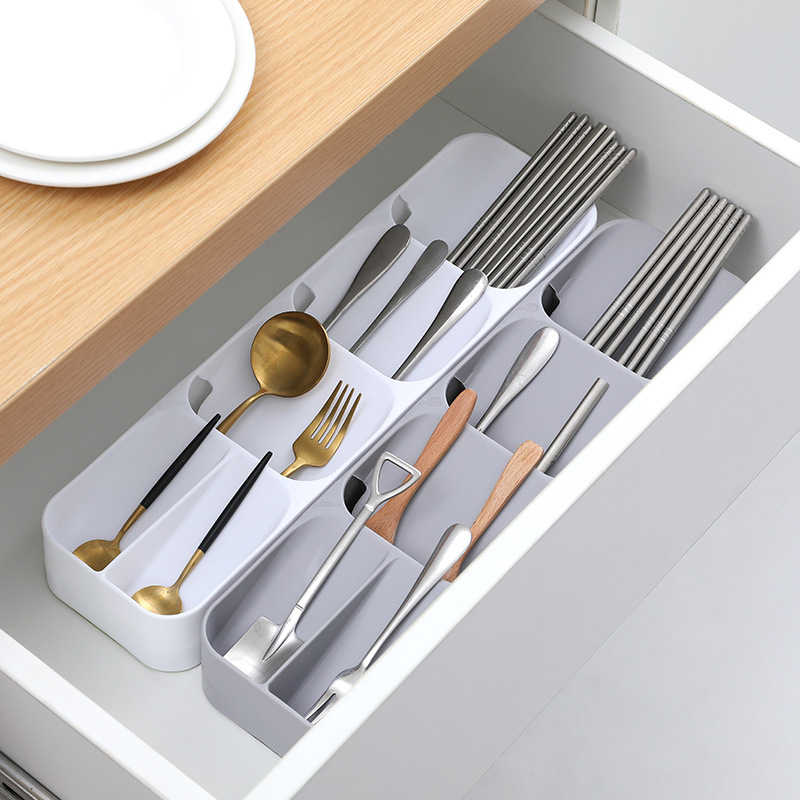 Partition tableware storage box, drawer organizer, storage box, knife, fork, chopsticks, spoon, kitchen shelf Specification image