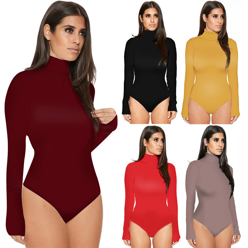 2021 Foreign Trade Autumn/Winter Long-sleeved base layer women's clothing Amazon Europe and America cross-border tight one-piece suit bodysuit
