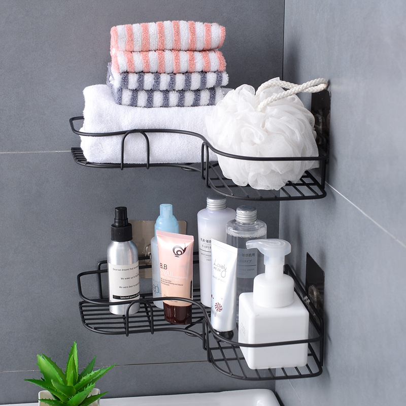 Ironwork triangular storage rack, non-drilling corner storage rack, bathroom triangular rack, washbasin rack, bathroom wall hanging rack