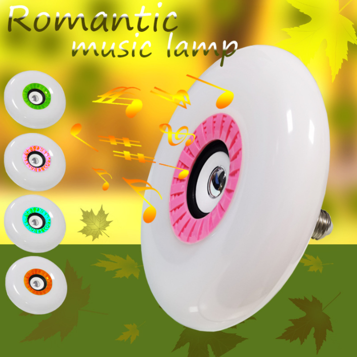 LED chubby round Bluetooth speaker light, music UFO light, seven-color RGB smart remote control UFO audio light, wireless remote control Specification image