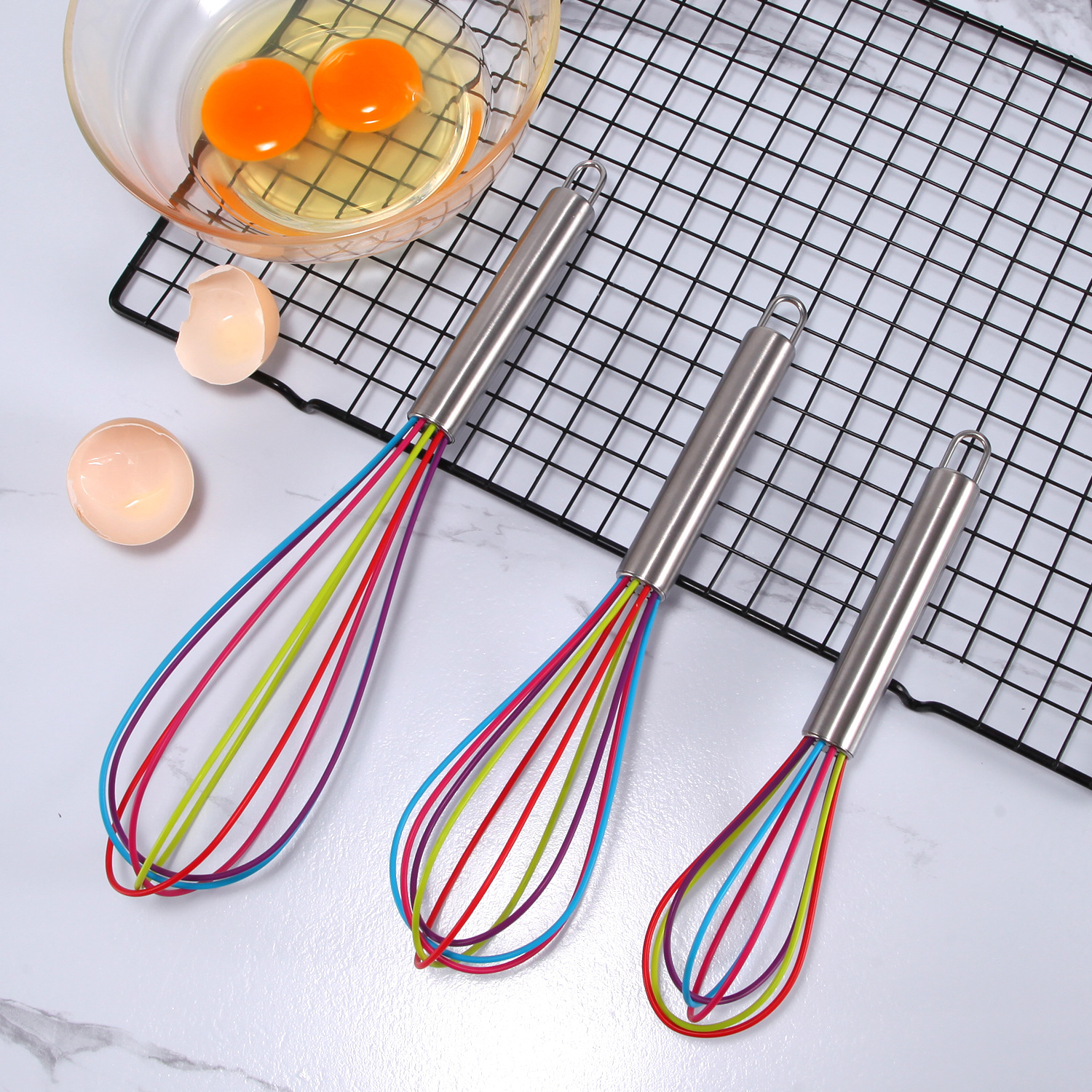 Baking tools Silicone whisk hand-held Creme Egg mixer Color 8 "10" 12"